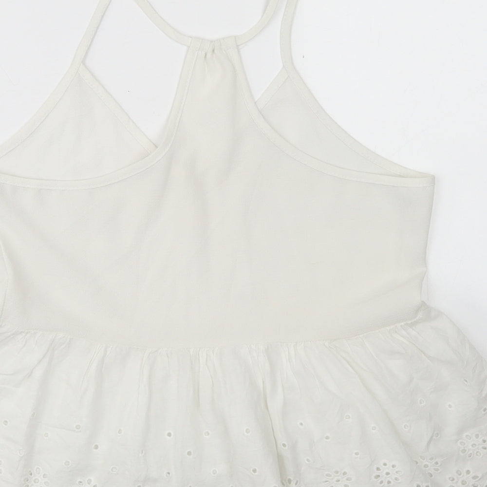 SheIn Womens White  Polyester Camisole Blouse Size S Round Neck