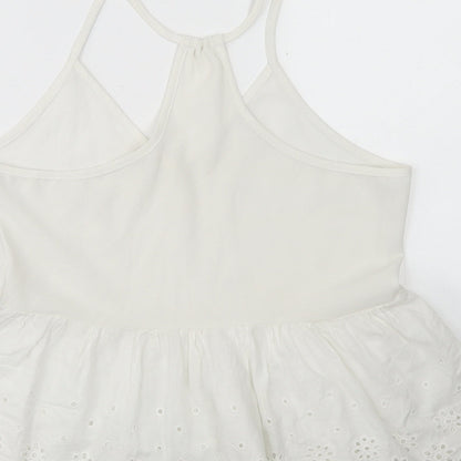 SheIn Womens White  Polyester Camisole Blouse Size S Round Neck