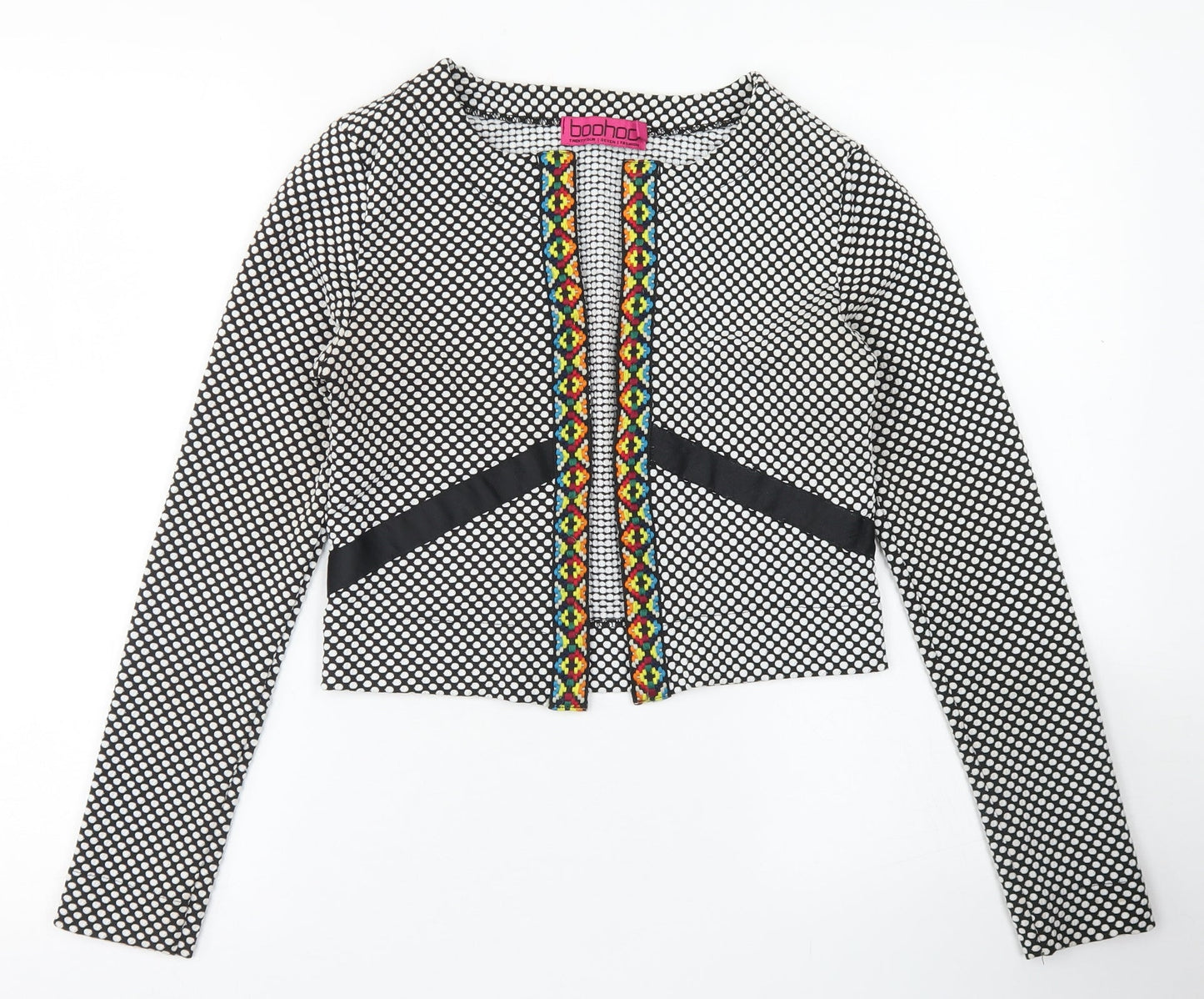 Boohoo Womens Black Polka Dot  Jacket Blazer Size 10