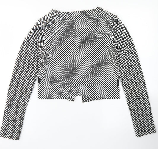 Boohoo Womens Black Polka Dot  Jacket Blazer Size 10