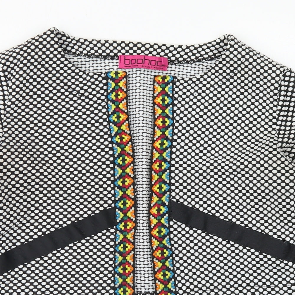 Boohoo Womens Black Polka Dot  Jacket Blazer Size 10