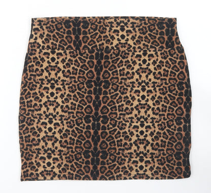 Cotton On Womens Brown Animal Print Cotton A-Line Skirt Size S