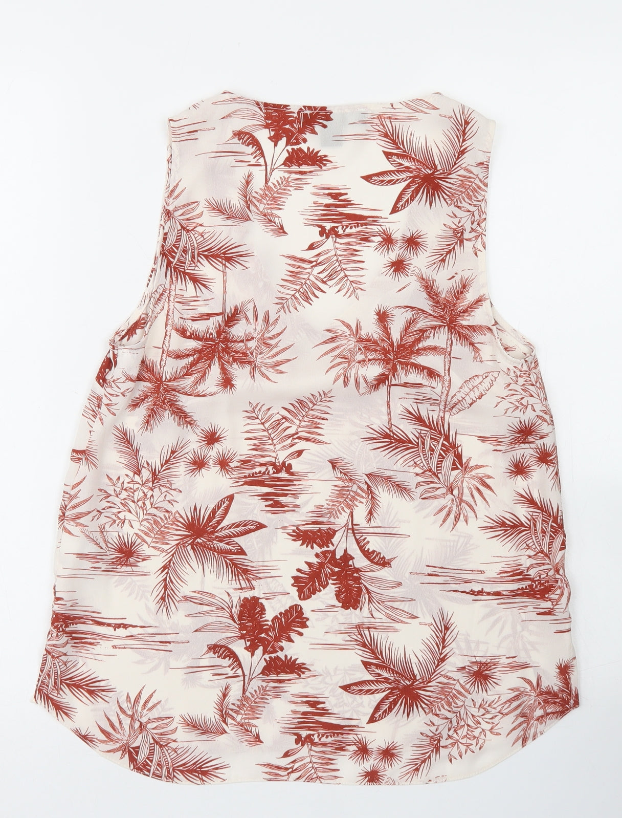 Primark Womens White Floral Polyester Basic Blouse Size 6 V-Neck