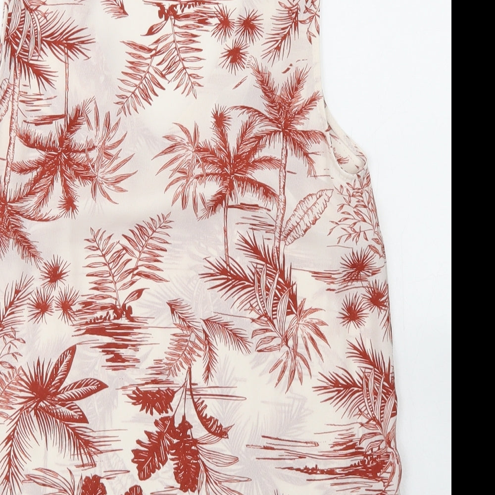 Primark Womens White Floral Polyester Basic Blouse Size 6 V-Neck