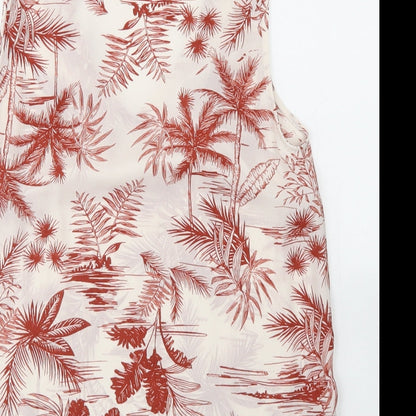 Primark Womens White Floral Polyester Basic Blouse Size 6 V-Neck