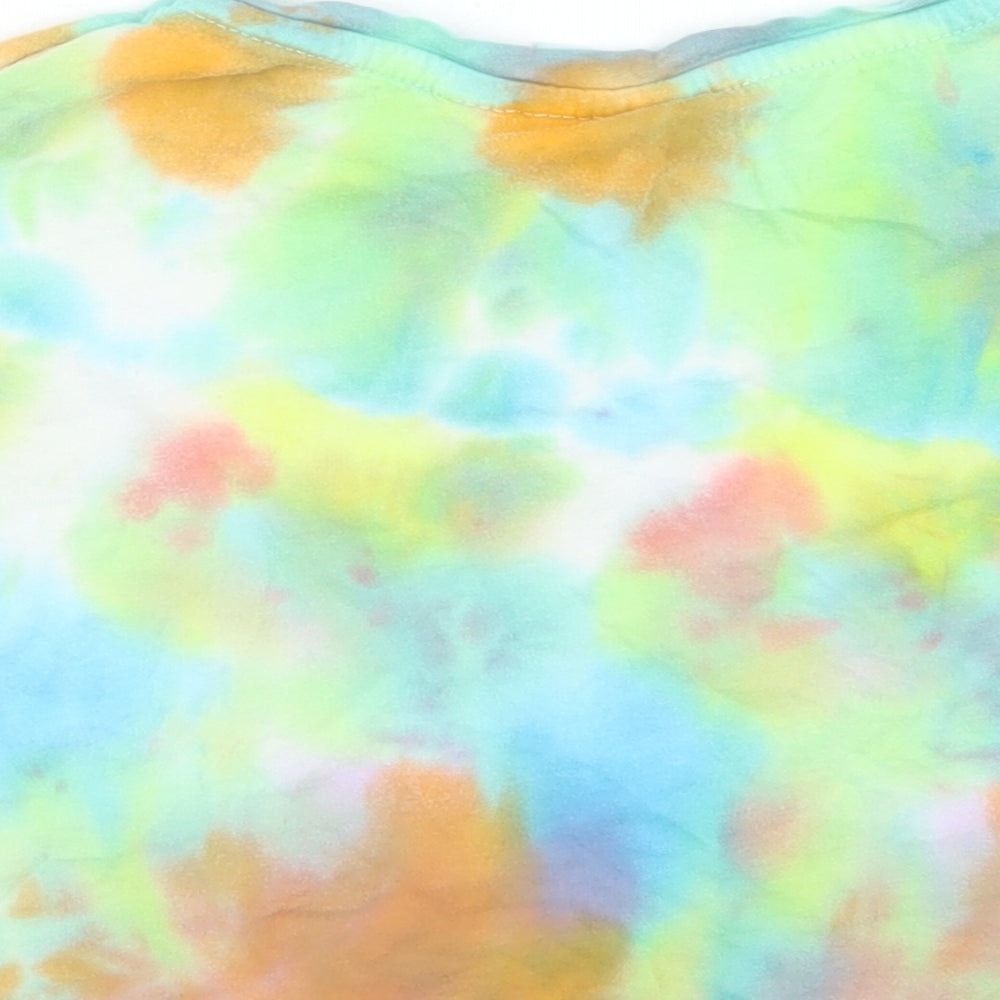 Primark Girls Multicoloured  Cotton Cropped T-Shirt Size 7-8 Years Crew Neck  - Friends Tie Dye