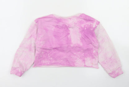 Dunnes Stores Girls Pink  Cotton Pullover Sweatshirt Size 5-6 Years   - Tie Dye, Cropped