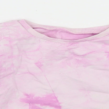Dunnes Stores Girls Pink  Cotton Pullover Sweatshirt Size 5-6 Years   - Tie Dye, Cropped