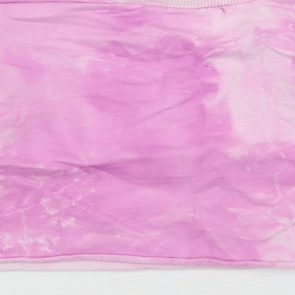 Dunnes Stores Girls Pink  Cotton Pullover Sweatshirt Size 5-6 Years   - Tie Dye, Cropped