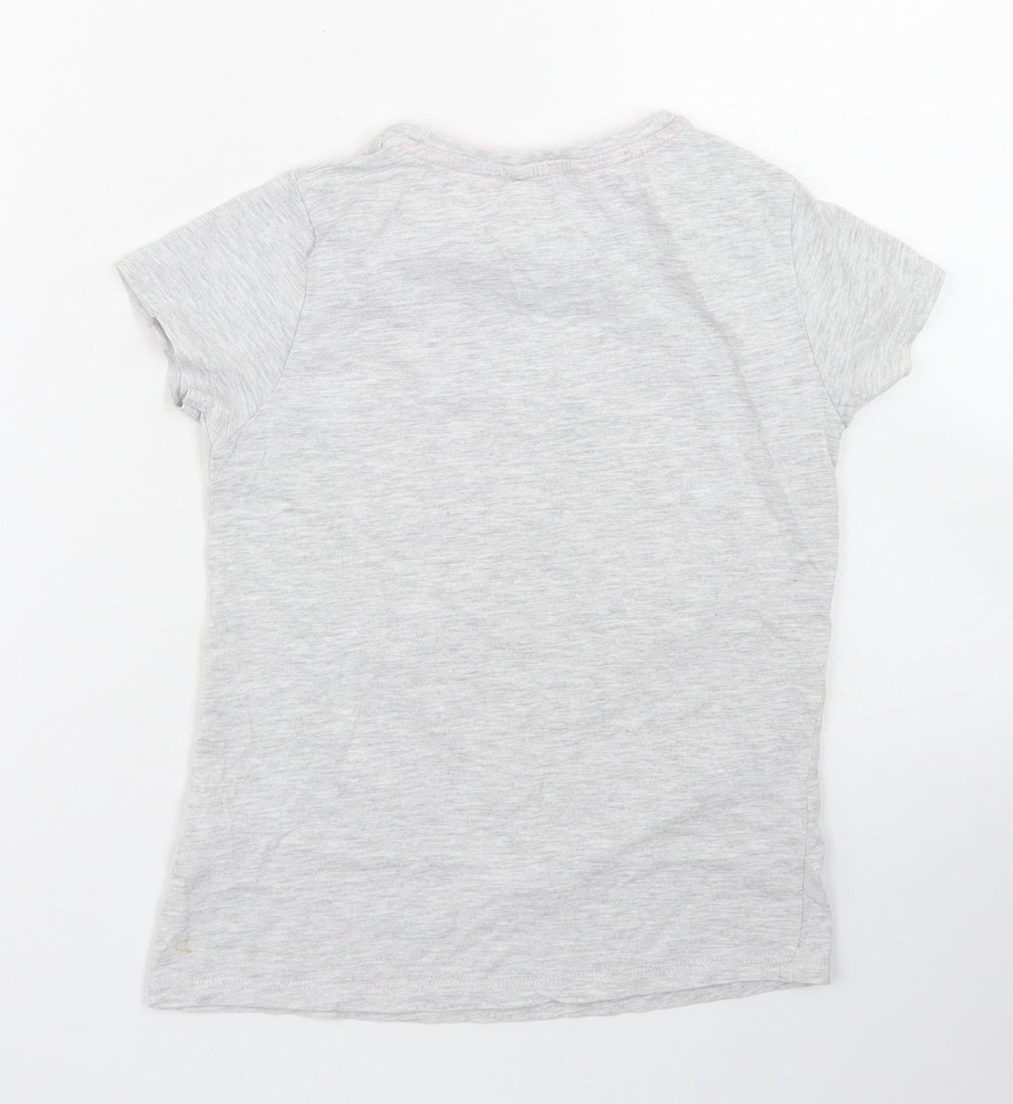 Pep & Co Girls Grey  Cotton Basic T-Shirt Size 7-8 Years Crew Neck  - All about having fun
