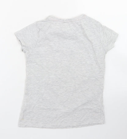 Pep & Co Girls Grey  Cotton Basic T-Shirt Size 7-8 Years Crew Neck  - All about having fun