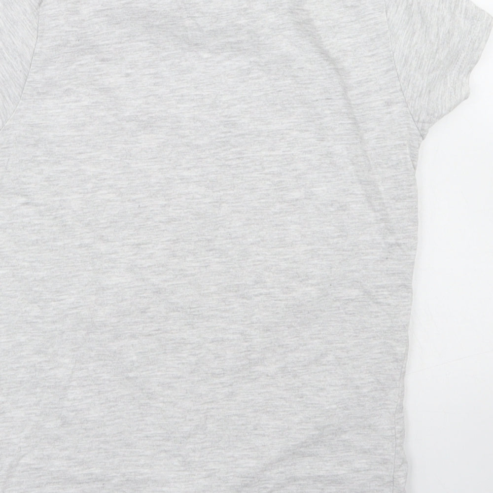 Pep & Co Girls Grey  Cotton Basic T-Shirt Size 7-8 Years Crew Neck  - All about having fun