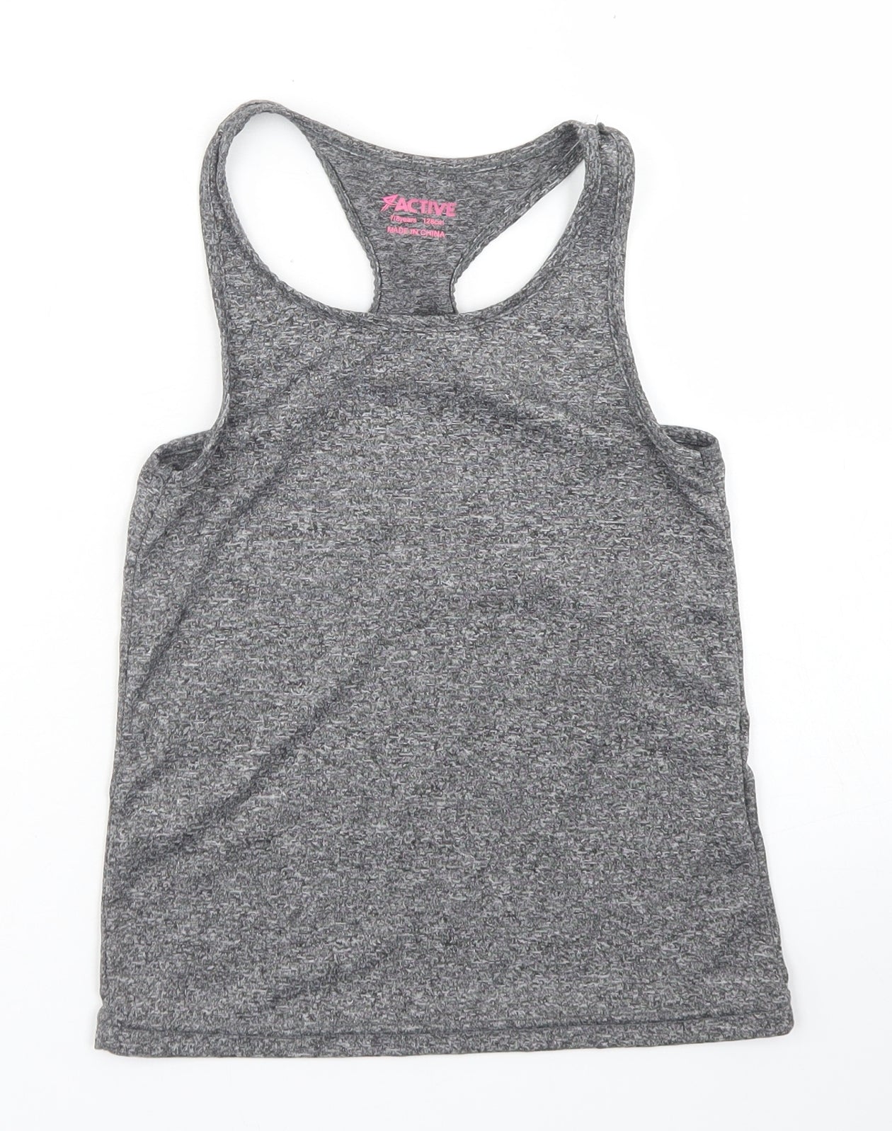 Active Girls Grey  Polyester Basic Tank Size 7-8 Years Round Neck