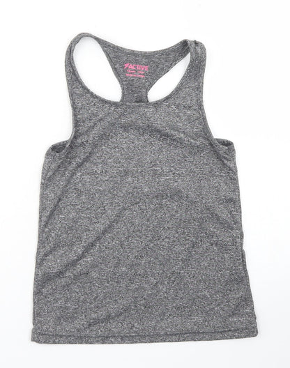 Active Girls Grey  Polyester Basic Tank Size 7-8 Years Round Neck
