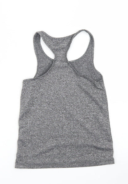 Active Girls Grey  Polyester Basic Tank Size 7-8 Years Round Neck