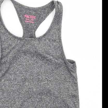 Active Girls Grey  Polyester Basic Tank Size 7-8 Years Round Neck