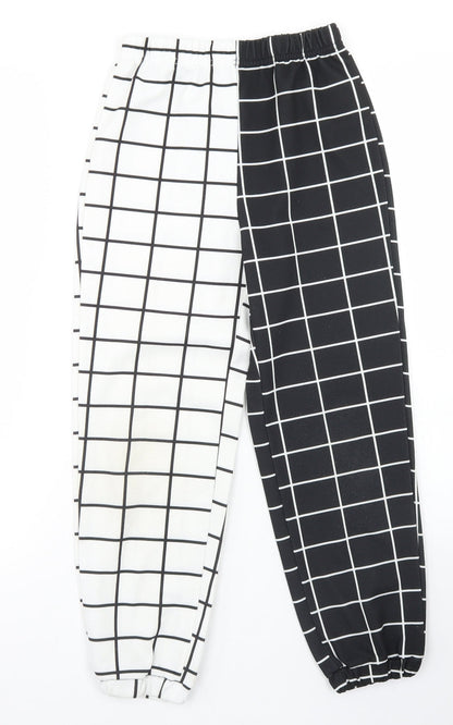 SheIn Girls Black Check Cotton Jogger Trousers Size 8 Years  Regular