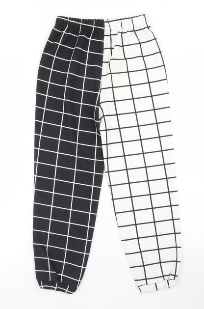 SheIn Girls Black Check Cotton Jogger Trousers Size 8 Years  Regular