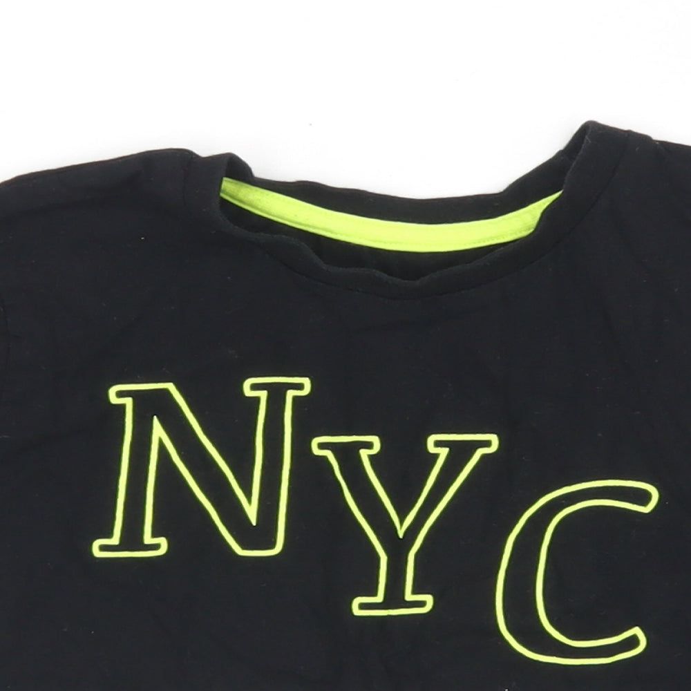 Dunnes Stores Girls Black  Cotton Cropped T-Shirt Size 7-8 Years Crew Neck  - NYC