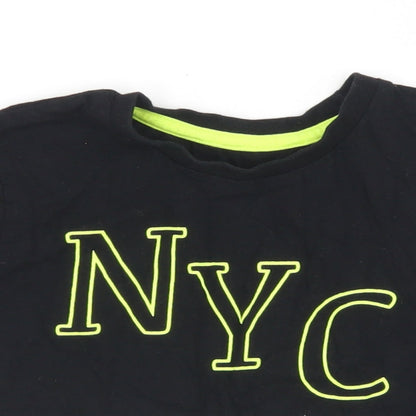 Dunnes Stores Girls Black  Cotton Cropped T-Shirt Size 7-8 Years Crew Neck  - NYC