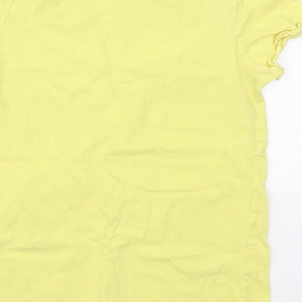 H&M Girls Yellow  Cotton Basic T-Shirt Size 6-7 Years Round Neck Pullover