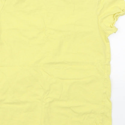 H&M Girls Yellow  Cotton Basic T-Shirt Size 6-7 Years Round Neck Pullover