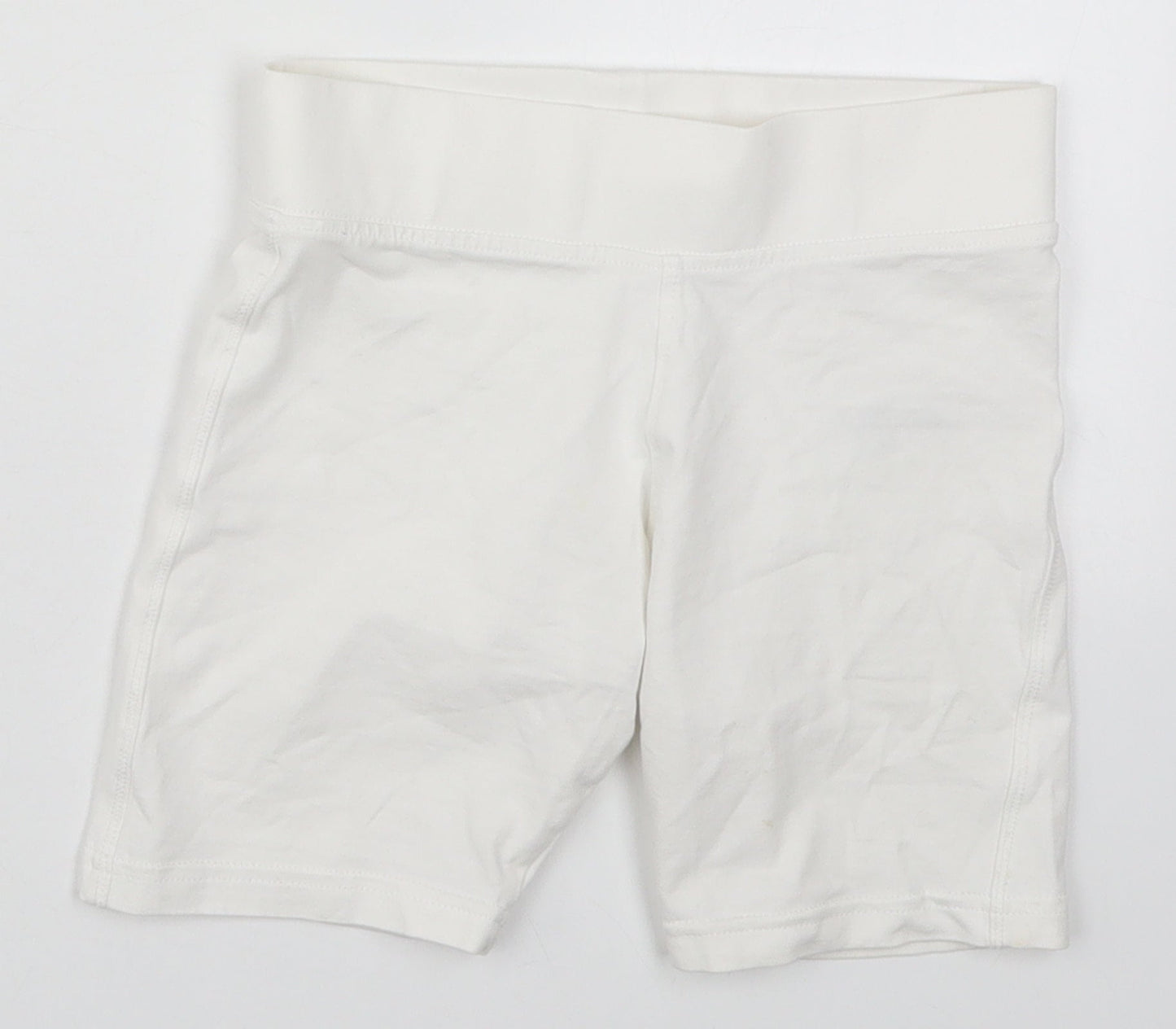 Marks and Spencer Girls White  Cotton Biker Shorts Size 7-8 Years  Regular