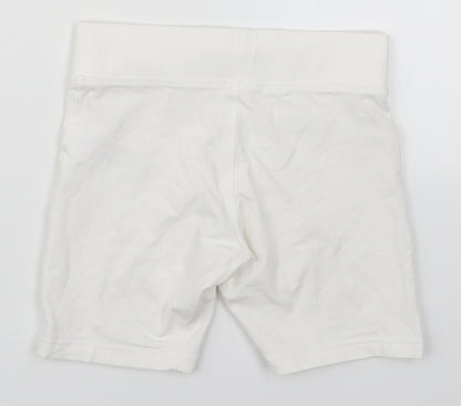 Marks and Spencer Girls White  Cotton Biker Shorts Size 7-8 Years  Regular