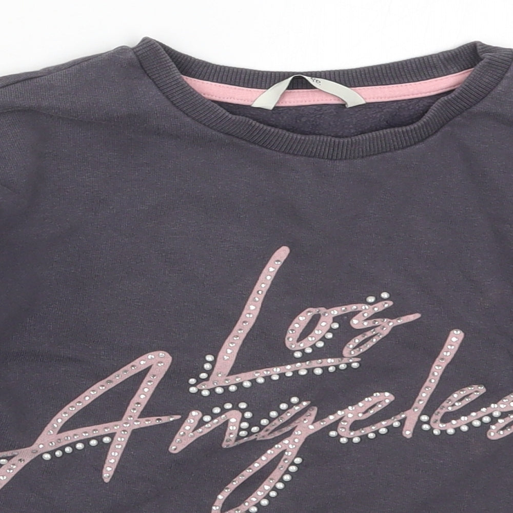George Girls Grey  Cotton Pullover Sweatshirt Size 8-9 Years  Pullover - Los Angeles