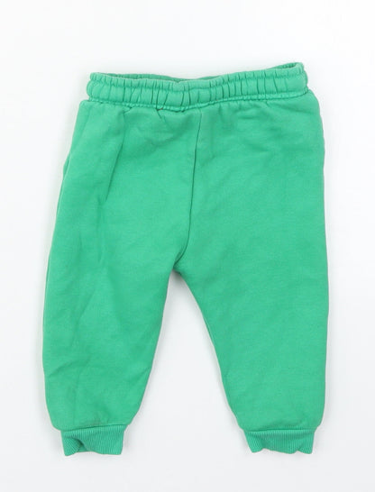 Fred & Flo Boys Green  Cotton Sweatpants Trousers Size 9-12 Months  Drawstring