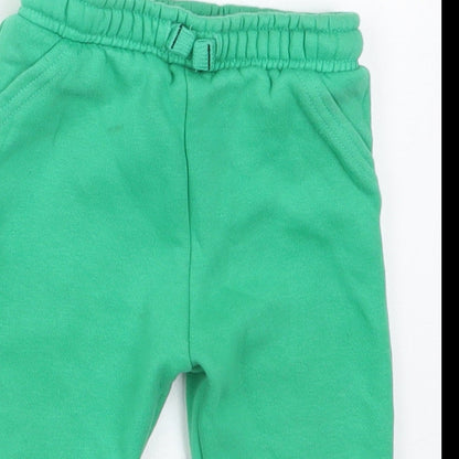 Fred & Flo Boys Green  Cotton Sweatpants Trousers Size 9-12 Months  Drawstring