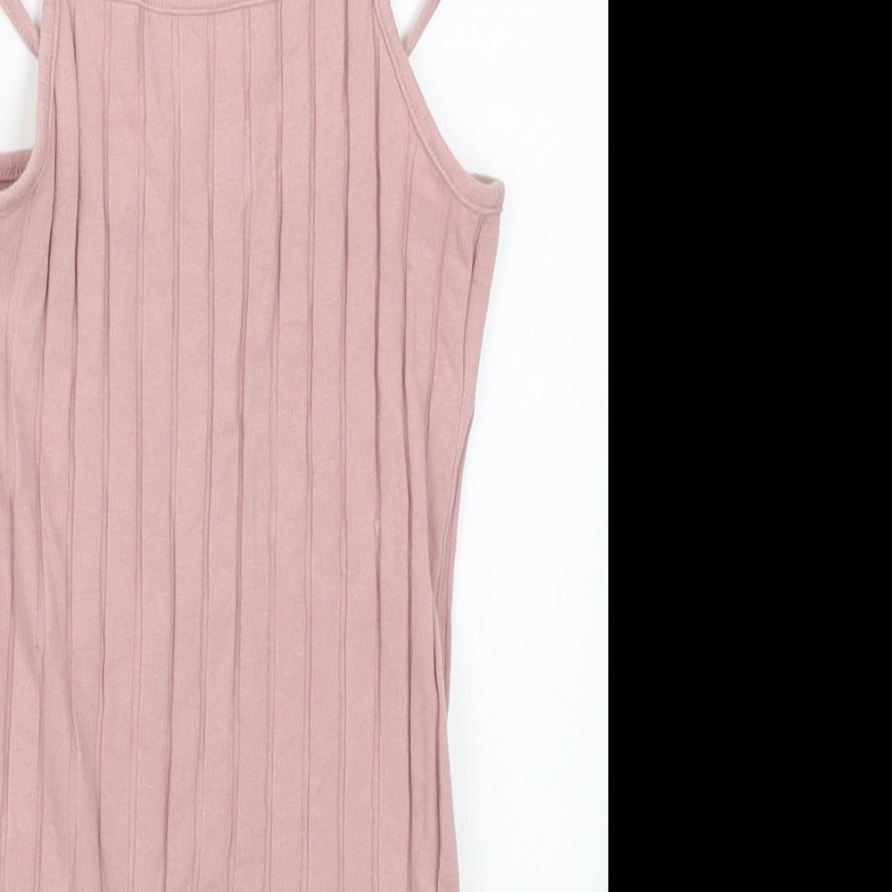 SheIn Girls Pink  Cotton Tank Dress  Size 8 Years  Round Neck Pullover