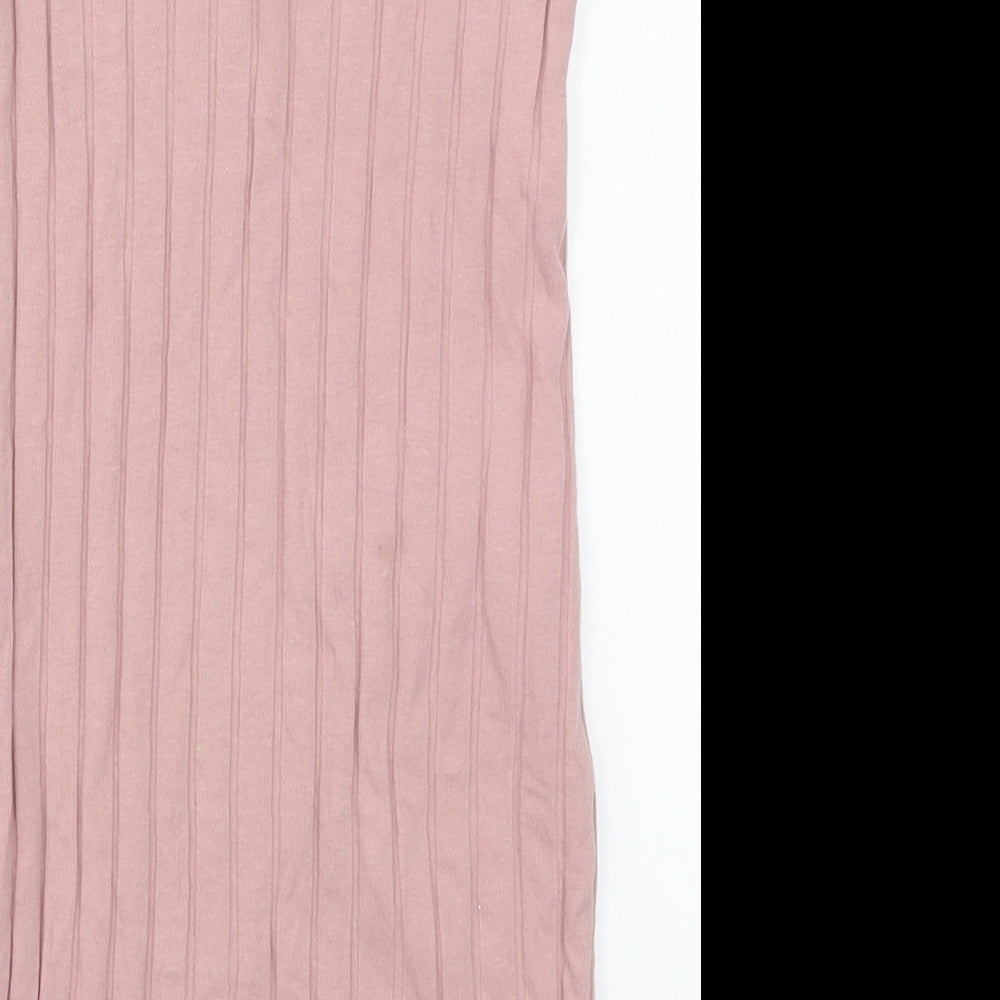 SheIn Girls Pink  Cotton Tank Dress  Size 8 Years  Round Neck Pullover
