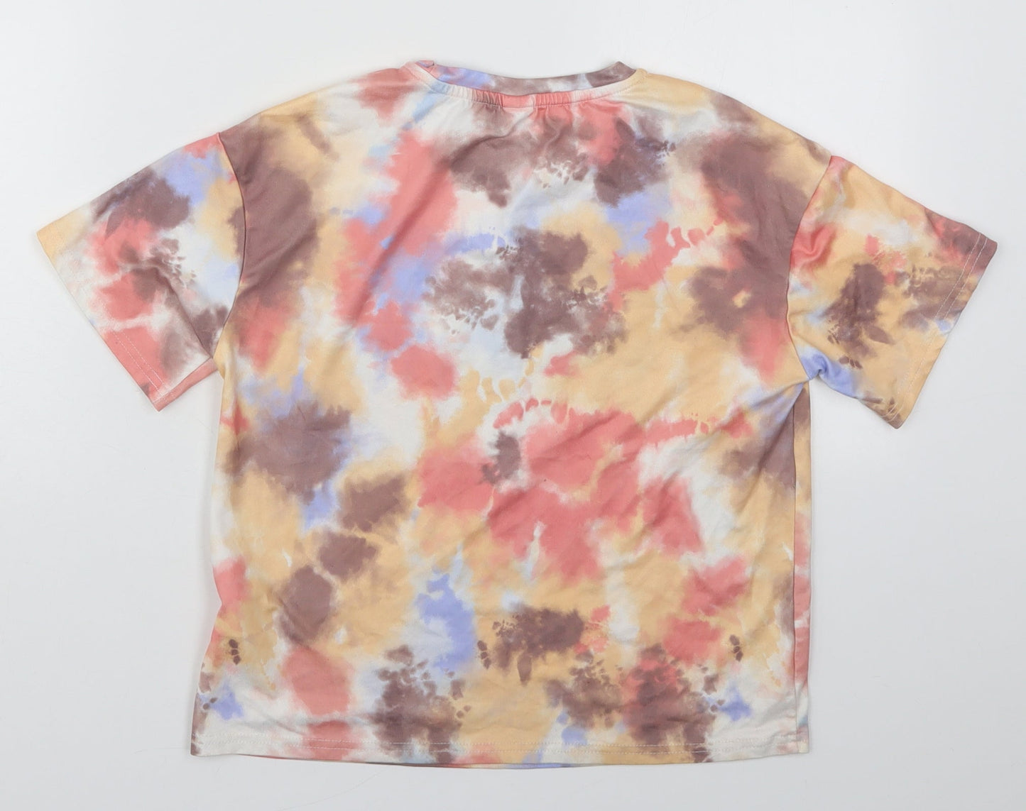 SheIn Girls Multicoloured  Polyester Basic T-Shirt Size 8 Years Crew Neck Pullover - Sunshine