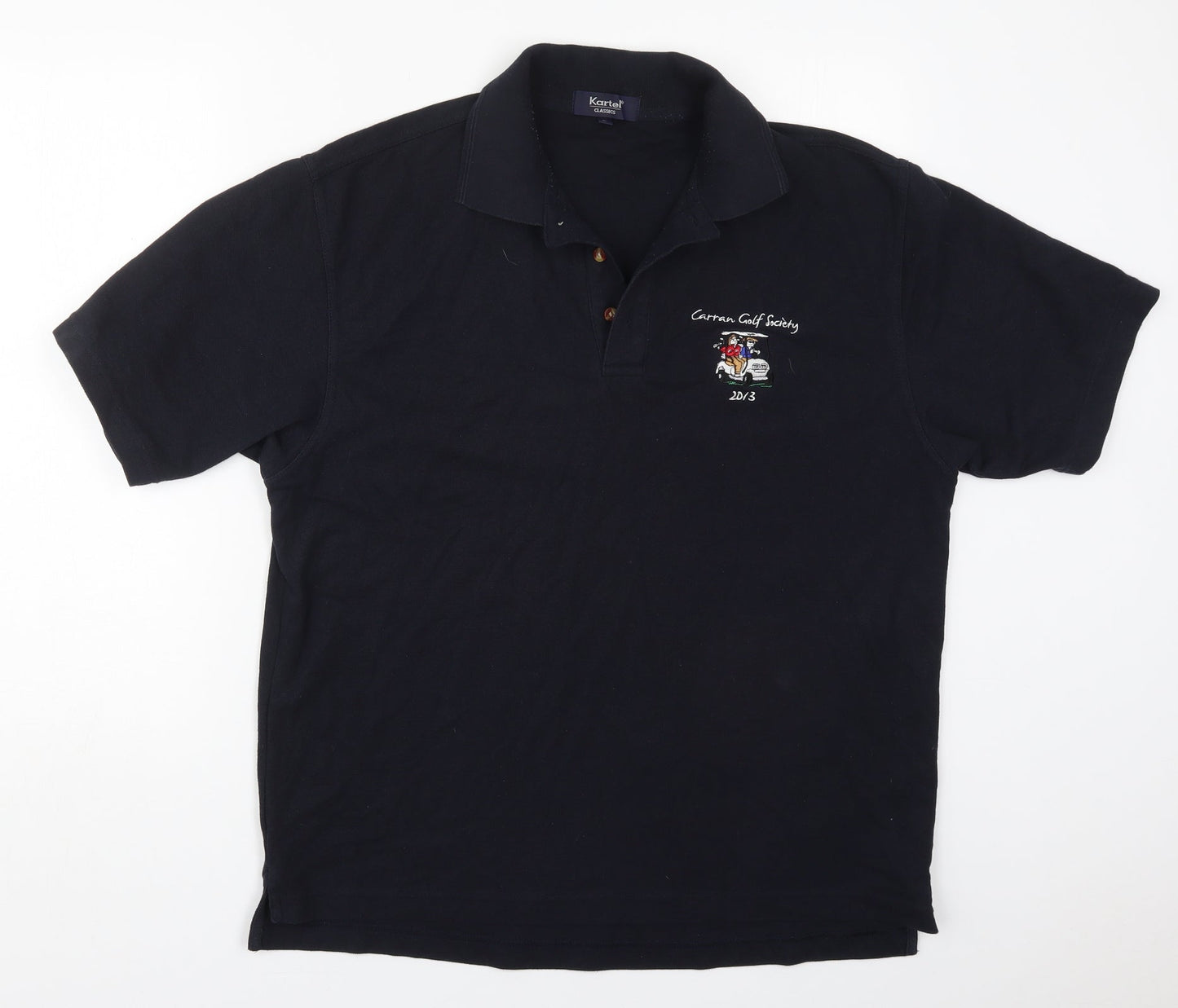 Kartel Mens Blue  Polyester  Polo Size L Collared Pullover - Carran Golf Society 2013