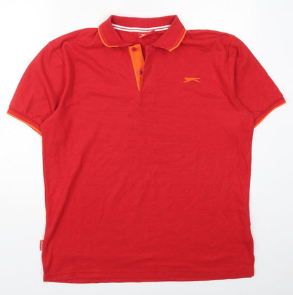 Slazenger Mens Red  Polyester  Polo Size XL Collared Pullover