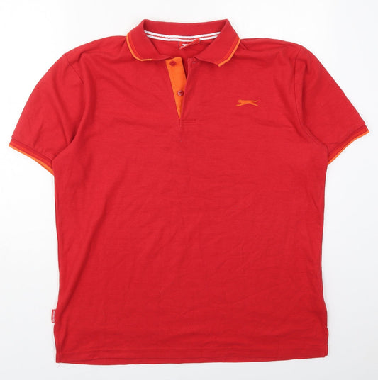 Slazenger Mens Red  Polyester  Polo Size XL Collared Pullover