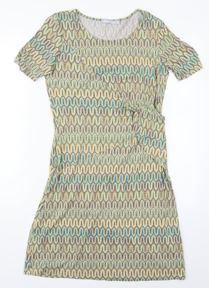 Tramontana Womens Green Geometric Viscose Pencil Dress  Size M  Round Neck Pullover