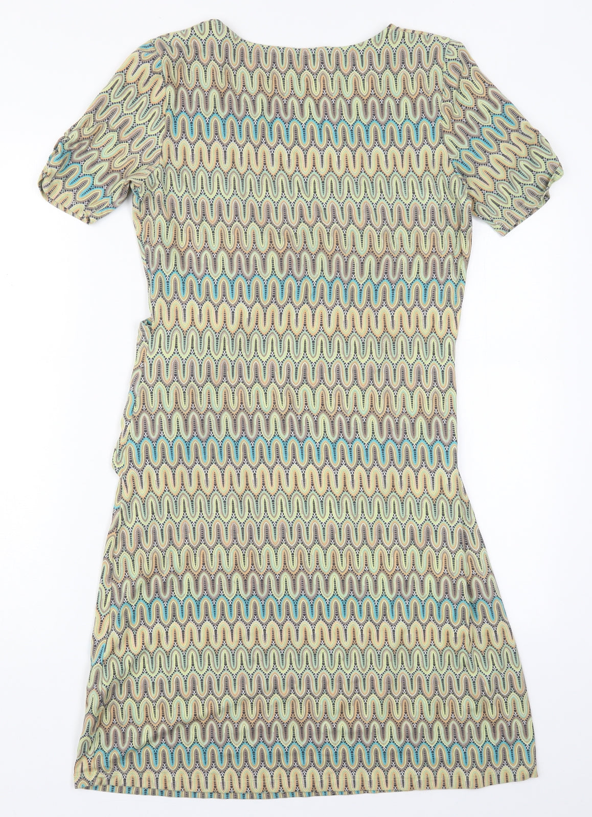 Tramontana Womens Green Geometric Viscose Pencil Dress  Size M  Round Neck Pullover