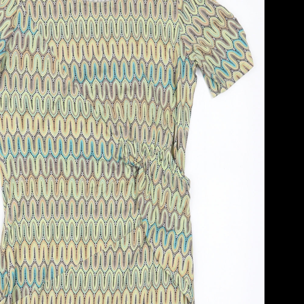Tramontana Womens Green Geometric Viscose Pencil Dress  Size M  Round Neck Pullover