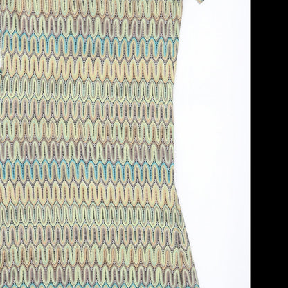 Tramontana Womens Green Geometric Viscose Pencil Dress  Size M  Round Neck Pullover