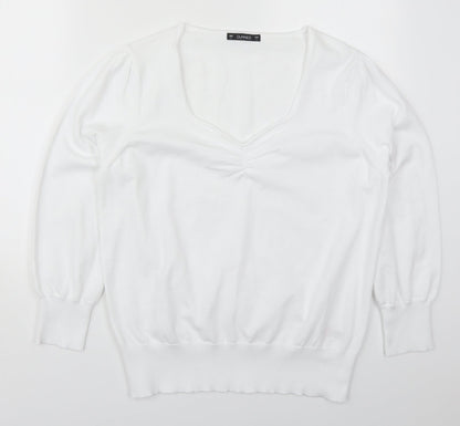 Womens UK Size L Dunnes White Pullover Jumper