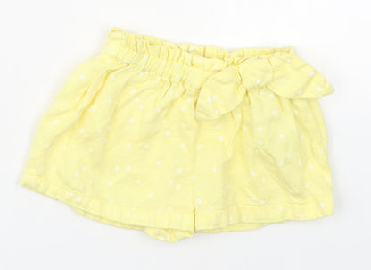 Zara Girls Yellow Polka Dot Polyester Cropped Trousers Size 9-12 Months   - Shorts