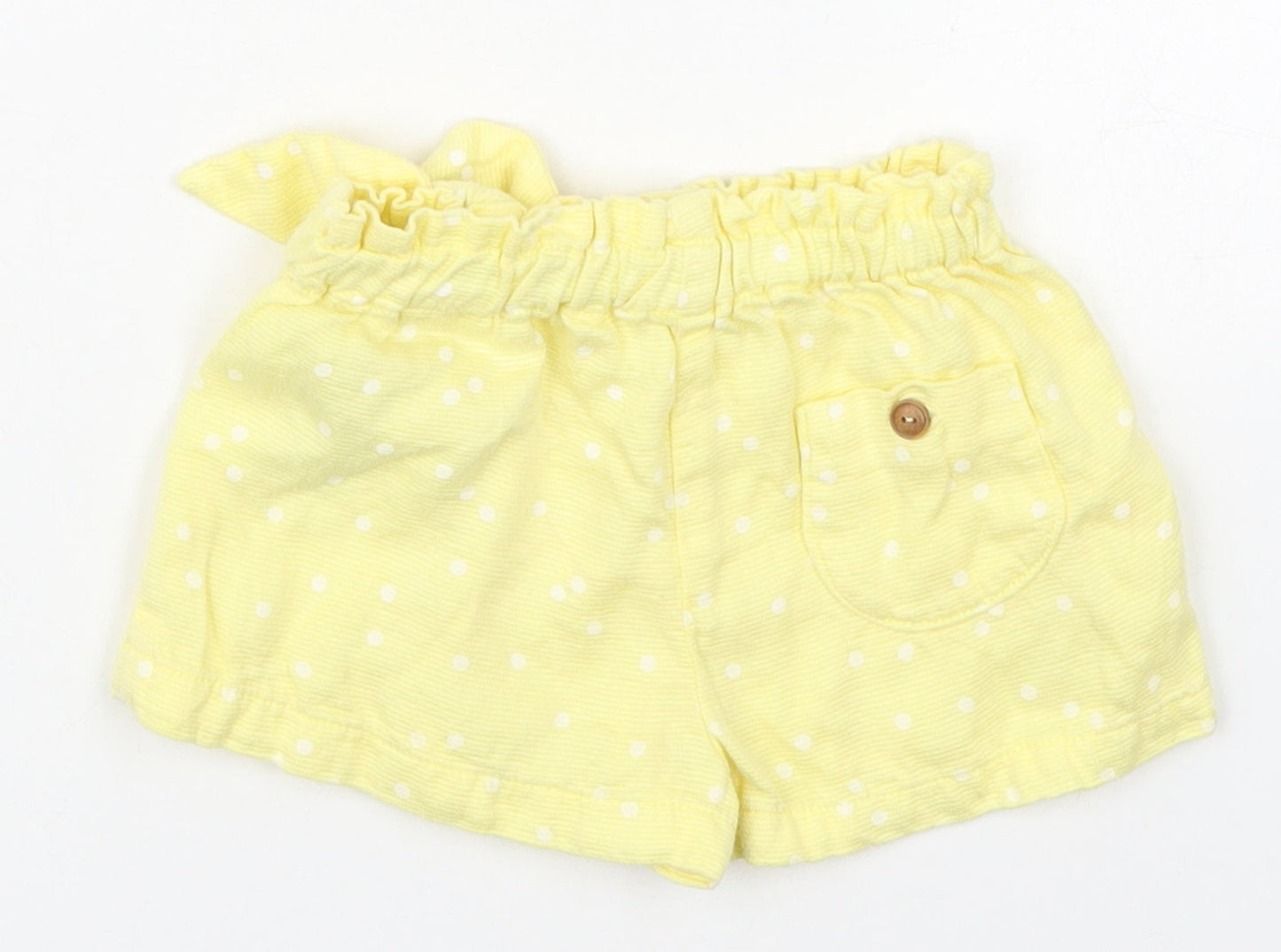 Zara Girls Yellow Polka Dot Polyester Cropped Trousers Size 9-12 Months   - Shorts