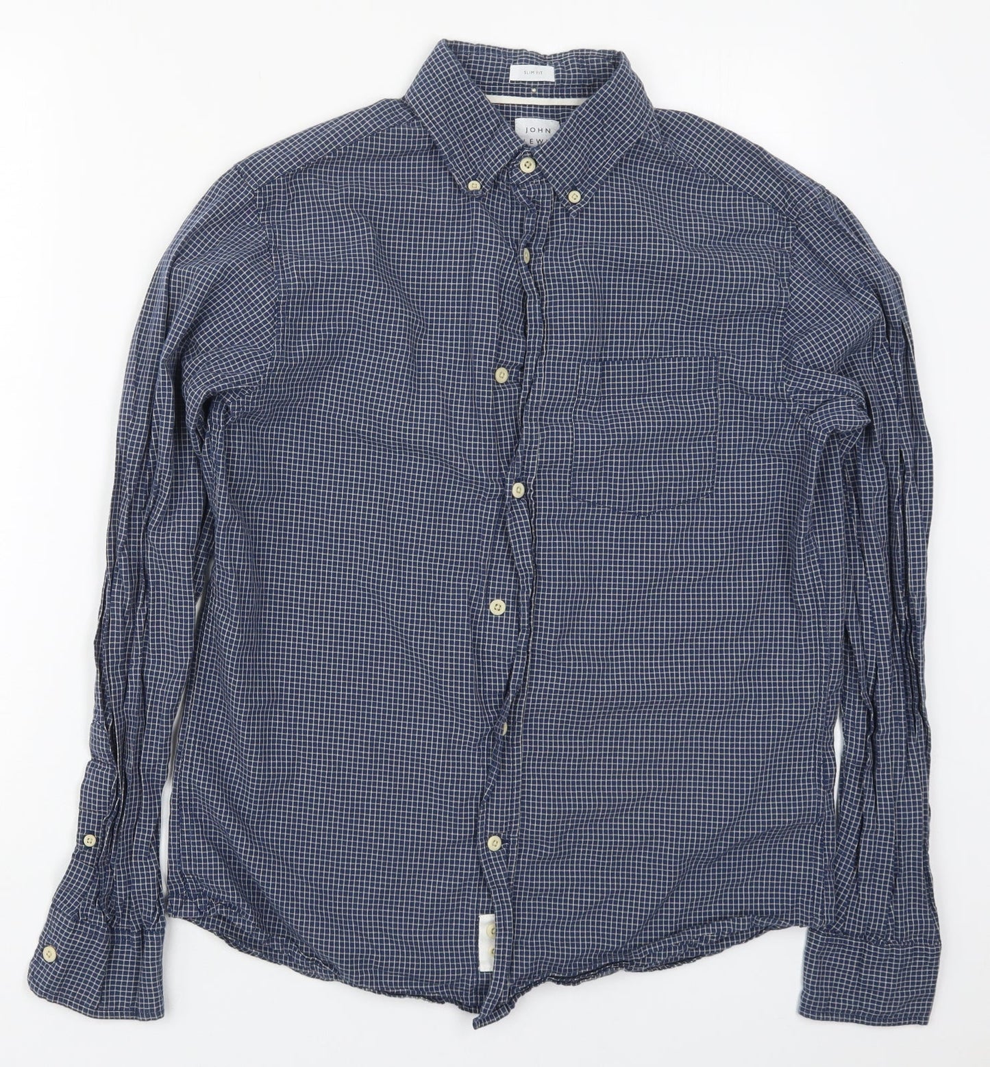 Mens UK Size M John Lewis Blue  Button-Up Long Sleeve Casual Shirt