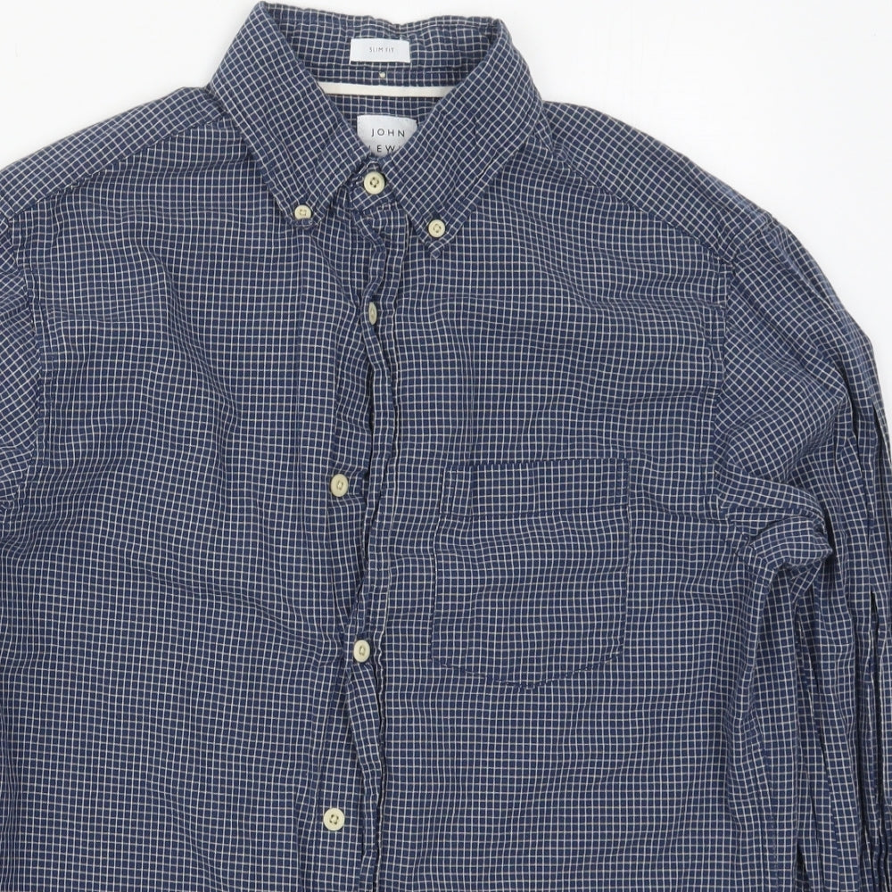Mens UK Size M John Lewis Blue  Button-Up Long Sleeve Casual Shirt