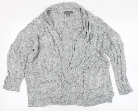 Primark Womens Grey V-Neck  Acrylic Cardigan Jumper Size XS