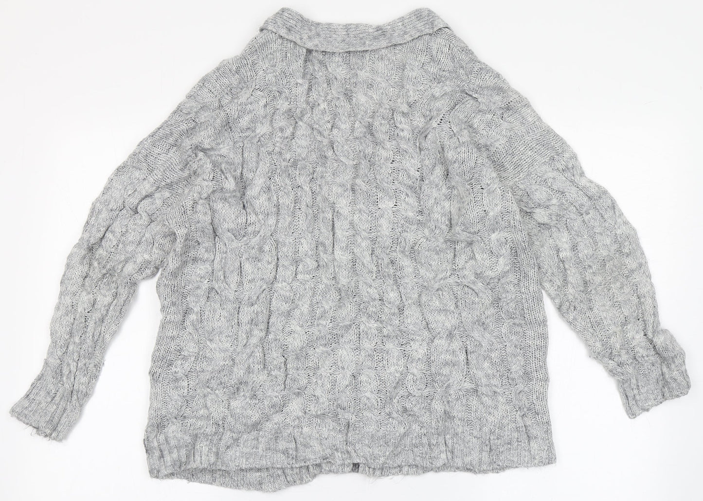 Primark Womens Grey V-Neck  Acrylic Cardigan Jumper Size XS