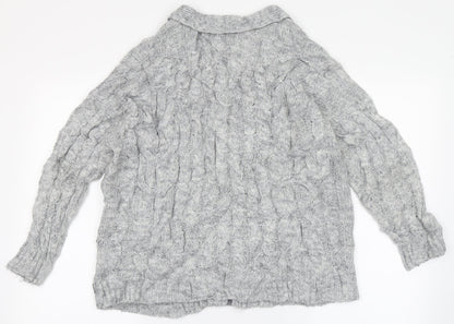 Primark Womens Grey V-Neck  Acrylic Cardigan Jumper Size XS