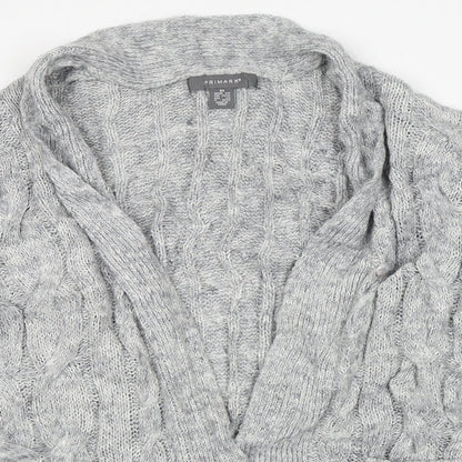 Primark Womens Grey V-Neck  Acrylic Cardigan Jumper Size XS
